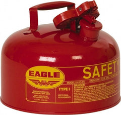 Eagle - 2 Gal Galvanized Steel Type I Safety Can - 9-1/2" High x 11-1/4" Diam, Red with Yellow - Exact Tooling