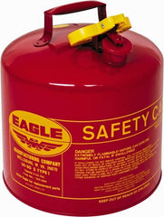 Eagle - 5 Gal Galvanized Steel Type I Safety Can - 13-1/2" High x 12-1/2" Diam, Red with Yellow - Exact Tooling