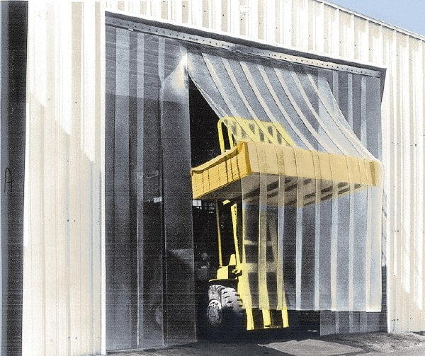 Aleco - 12' Door Width x 12' Door Height Vinyl Smooth Antistatic Strip Door Kit - 12" Strip Width x 1/8" Strip Thickness, Clear, 66% Overlap - Exact Tooling