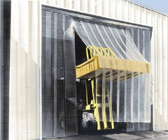 Aleco - 12' Door Width x 12' Door Height Vinyl Smooth Strip Door Kit - 16" Strip Width x 0.16" Strip Thickness, Clear, 75% Overlap - Exact Tooling