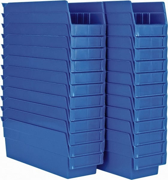 Akro-Mils - 11-5/8" Deep, Blue Hopper Shelf Bin - 4" High x 4-1/8" Wide x 11-5/8" Long - Exact Tooling