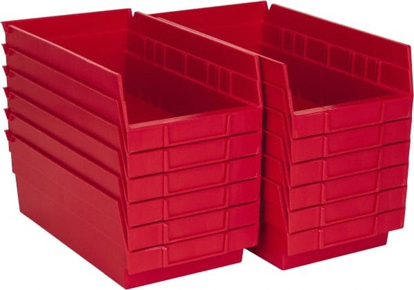 Akro-Mils - 11-5/8" Deep, Red Hopper Shelf Bin - 4" High x 6-5/8" Wide x 11-5/8" Long - Exact Tooling