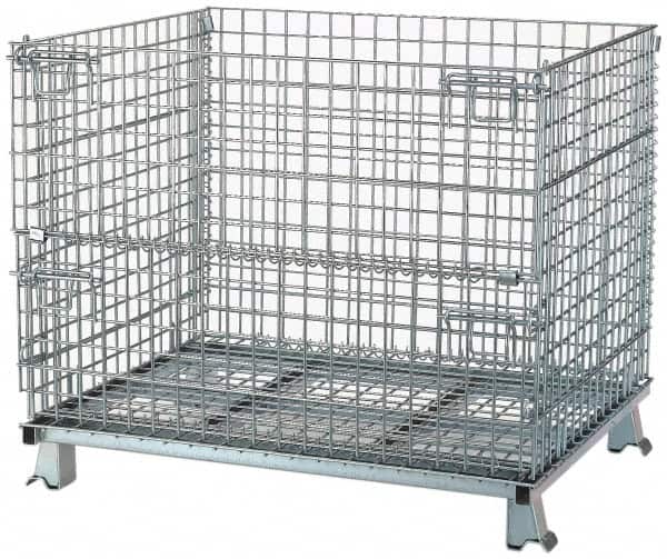 Nashville Wire - 40" Long x 32" Wide x 34-1/2" High Steel Basket-Style Bulk Folding Wire Stackable Container - 4,000 Lb. Load Capacity - Exact Tooling