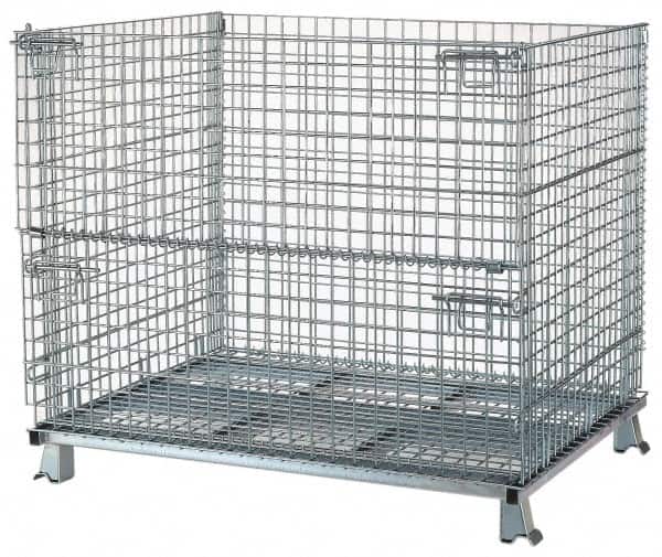 Nashville Wire - 48" Long x 40" Wide x 36" High Steel Basket-Style Bulk Folding Wire Stackable Container - 4,000 Lb. Load Capacity - Exact Tooling