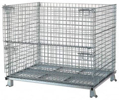 Nashville Wire - 48" Long x 40" Wide x 36" High Steel Basket-Style Bulk Folding Wire Stackable Container - 4,000 Lb. Load Capacity - Exact Tooling