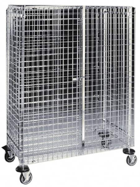 Metro - Steel Wire Security Cart - 38-1/2" Long x 28" Wide x 68" High, 5" Diam Polyurethane Wheels - Exact Tooling