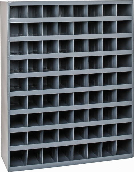 Durham - 72 Bin Bin Shelving Unit with Openings - 33-3/4 Inch Overall Width x 12 Inch Overall Depth x 42 Inch Overall Height, Gray Steel Bins - Exact Tooling