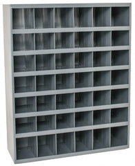 Durham - 42 Bin Bin Shelving Unit with Openings - 33-3/4 Inch Overall Width x 12 Inch Overall Depth x 42 Inch Overall Height, Gray Steel Bins - Exact Tooling