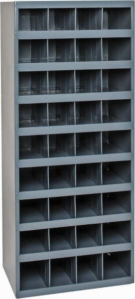 Durham - 36 Bin Bin Shelving Unit with Openings - 17-7/8 Inch Overall Width x 12 Inch Overall Depth x 42 Inch Overall Height, Gray Steel Bins - Exact Tooling
