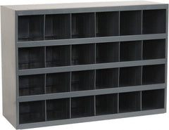 Durham - 24 Bin Bin Shelving Unit with Openings - 33-3/4 Inch Overall Width x 12 Inch Overall Depth x 24 Inch Overall Height, Gray Steel Bins - Exact Tooling