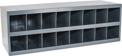 Durham - 16 Bin Bin Shelving Unit with Openings - 33-3/4 Inch Overall Width x 12 Inch Overall Depth x 11-1/2 Inch Overall Height, Gray Steel Bins - Exact Tooling