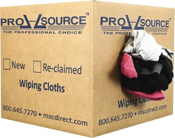 PRO-SOURCE - Reclaimed Cotton T-Shirt Rags - Assorted Colors, Polo, Low Lint, 10 Lbs. at 3 to 4 per Pound, Box - Exact Tooling