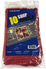 PRO-SOURCE - 14 Inch Long x 15 Inch Wide Virgin Cotton Shop Towel - Red, Ling Free, 10 Sheets per Pack, Bag - Exact Tooling