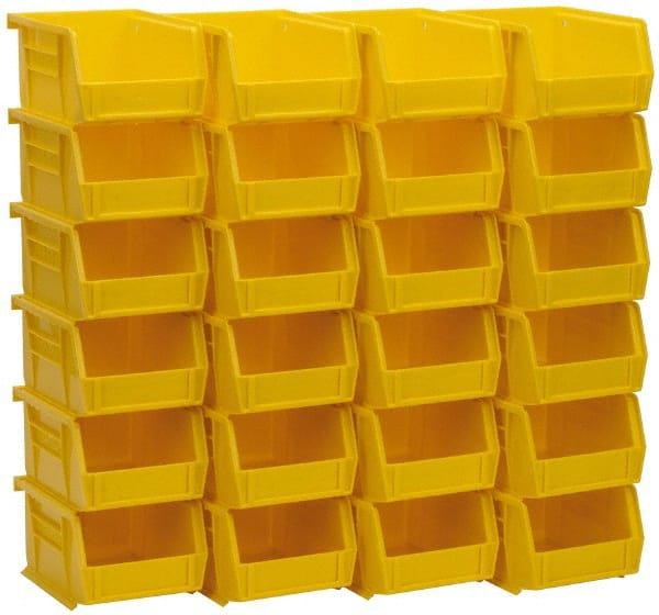 Akro-Mils - 10 Lb. Load Capacity, 5-3/8" Deep, Yellow Polymer Hopper Stacking Bin - 3" High x 4-1/8" Wide x 5-3/8" Long - Exact Tooling