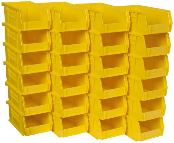 Akro-Mils - 10 Lb. Load Capacity, 7-3/8" Deep, Yellow Polymer Hopper Stacking Bin - 3" High x 4-1/8" Wide x 7-3/8" Long - Exact Tooling