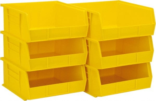 Akro-Mils - 50 Lb. Load Capacity, 10-7/8" Deep, Yellow Polymer Hopper Stacking Bin - 5" High x 11" Wide x 10-7/8" Long - Exact Tooling