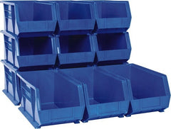 Akro-Mils - 60 Lb. Load Capacity, 14-3/4" Deep, Blue Polymer Hopper Stacking Bin - 7" High x 8-1/4" Wide x 14-3/4" Long - Exact Tooling