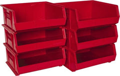 Akro-Mils - 75 Lb. Load Capacity, 14-3/4" Deep, Red Polymer Hopper Stacking Bin - 7" High x 16-1/2" Wide x 14-3/4" Long - Exact Tooling