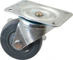 Albion - 4" Diam x 1-5/16" Wide x 5" OAH Top Plate Mount Swivel Caster with Brake - Hard Rubber, 350 Lb Capacity, Self-Lubricating Bearing, 4 x 5-1/8" Plate - Exact Tooling