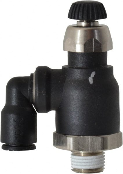 Legris - 1/4" Tube OD x 1/8" Male NPT Compact Swivel Outlet Flow Control Regulator - 0 to 145 psi & Nylon Material - Exact Tooling