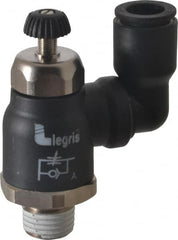 Legris - 3/8" Tube OD x 1/4" Male NPT Compact Swivel Outlet Flow Control Regulator - 0 to 145 psi & Nylon Material - Exact Tooling