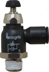 Legris - 8mm Tube OD x 1/4 Male BSPT Compact Meter Out Flow Control Valve - 14.5 to 145 psi, Nylon - Exact Tooling