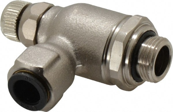 Legris - 10mm Tube OD x 3/8" BSPP Metal Flow Control Regulator - 0 to 145 psi, Buna Nitrile O-Ring & Treated Brass Material - Exact Tooling