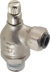 Legris - 1/4" Tube OD x 1/4" NPT Metal Flow Control Regulator - 0 to 145 psi & Treated Brass Material - Exact Tooling