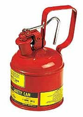Justrite - 1 Qt Steel Type I Safety Can - 8-1/4" High x 4-3/8" Diam, Red - Exact Tooling