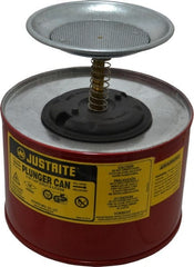 Justrite - 2 Quart Capacity, 7-3/8 Inch High x 7-1/4 Inch Diameter, Steel Plunger Can - 5 Inch Dasher Diameter, Red, Approval Listing/Regulation FM - Exact Tooling