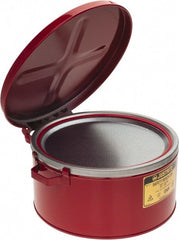 Justrite - 3 Gallon Capacity, Coated Steel, Red Bench Can - 6 Inch High x 13-1/2 Inch Diameter, 12-1/8 Inch Dasher Diameter - Exact Tooling