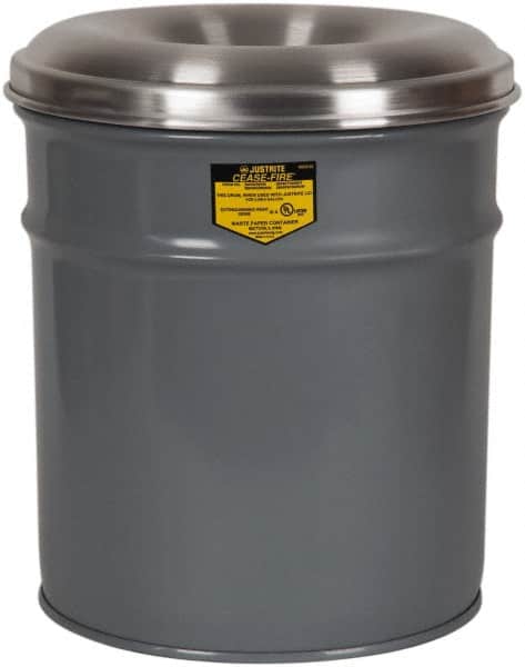 Justrite - 15 Gallon Complete Unit Fire Resistant Steel Drum and Head - 14-1/2 Inch Outside Diameter, 5-1/4 Inch Opening Diameter, 25-3/4 Inch High, FM and UL Standards - Exact Tooling