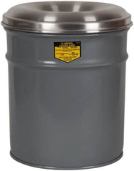Justrite - 30 Gallon Fire Resistant Steel Drum - 19-1/4 Inch Outside Diameter, 29 Inch High, UL Standards - Exact Tooling