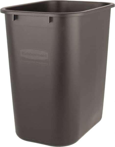 Rubbermaid - 28 Qt Black Rectangle Trash Can - Polyethylene, 15" High x 14-3/8" Long x 10-1/4" Wide - Exact Tooling