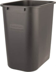 Rubbermaid - 28 Qt Black Rectangle Trash Can - Polyethylene, 15" High x 14-3/8" Long x 10-1/4" Wide - Exact Tooling