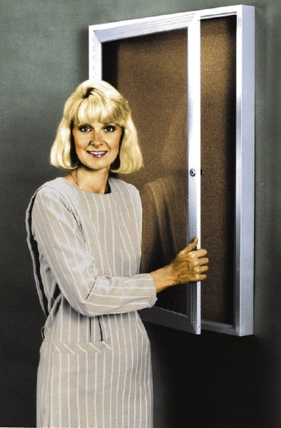 Ghent - 48" Wide x 36" High Enclosed Cork Bulletin Board - Tan - Exact Tooling