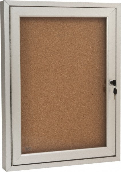 Ghent - 18" Wide x 24" High Enclosed Cork Bulletin Board - Tan - Exact Tooling