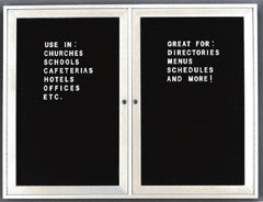 Ghent - 2 Door, 48 Inch Wide x 36 Inch High, Acrylic Enclosed Letter Board - Black - Exact Tooling