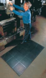 Wearwell - 3' Long x 2' Wide x 7/8" Thick, Anti-Fatigue Modular Matting Tiles - Black, For Dry & Wet Areas, Series 477 - Exact Tooling