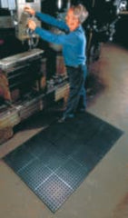 Wearwell - 3' Long x 30" Wide x 7/8" Thick, Anti-Fatigue Modular Matting Tiles - Black, For Dry & Wet Areas, Series 477 - Exact Tooling