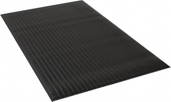 Wearwell - 5' Long x 3' Wide, Dry Environment, Anti-Fatigue Matting - Black, Vinyl with Vinyl Sponge Base, Rounded on 4 Sides - Exact Tooling
