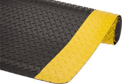 Wearwell - 5' Long x 3' Wide, Dry Environment, Anti-Fatigue Matting - Black with Yellow Borders, Vinyl with Nitrile Blend Base, Beveled on 4 Sides - Exact Tooling