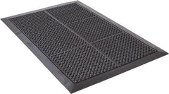 Wearwell - 3' Long x 2' Wide, Dry Environment, Anti-Fatigue Matting - Black, Natural Rubber with Rubber Base, Beveled on 4 Sides - Exact Tooling