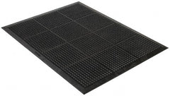 Wearwell - 4' Long x 3' Wide, Dry Environment, Anti-Fatigue Matting - Black, Natural Rubber with Rubber Base, Beveled on 4 Sides - Exact Tooling