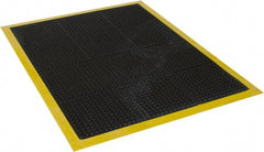 Wearwell - 4' Long x 3' Wide, Dry Environment, Anti-Fatigue Matting - Black with Yellow Borders, Natural Rubber with Rubber Base, Beveled on 4 Sides - Exact Tooling