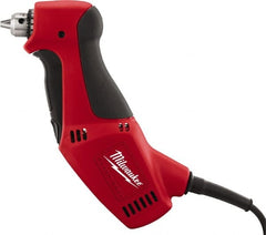 Milwaukee Tool - 3/8" Keyed Chuck, 1,300 RPM, Angled Handle Electric Drill - 3.5 Amps, 120 Volts, Reversible, Includes Chuck Key with Holder - Exact Tooling