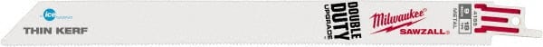 Milwaukee Tool - 9" Long x 3/4" Thick, Bi-Metal Reciprocating Saw Blade - Straight Profile, 18 TPI, Toothed Edge, Universal Shank - Exact Tooling