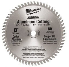 Milwaukee Tool - 8" Diam, 5/8" Arbor Hole Diam, 60 Tooth Wet & Dry Cut Saw Blade - Carbide-Tipped, Burr-Free & Smooth Action, Standard Round Arbor - Exact Tooling