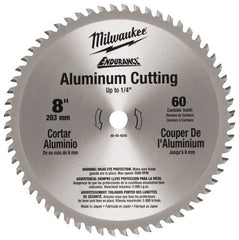 Milwaukee Tool - 8" Diam, 5/8" Arbor Hole Diam, 60 Tooth Wet & Dry Cut Saw Blade - Carbide-Tipped, Burr-Free & Smooth Action, Standard Round Arbor - Exact Tooling