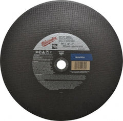 Milwaukee Tool - 14" 24 Grit Aluminum Oxide Cutoff Wheel - 1/8" Thick, 1" Arbor, 5,400 Max RPM, Use with Angle Grinders - Exact Tooling